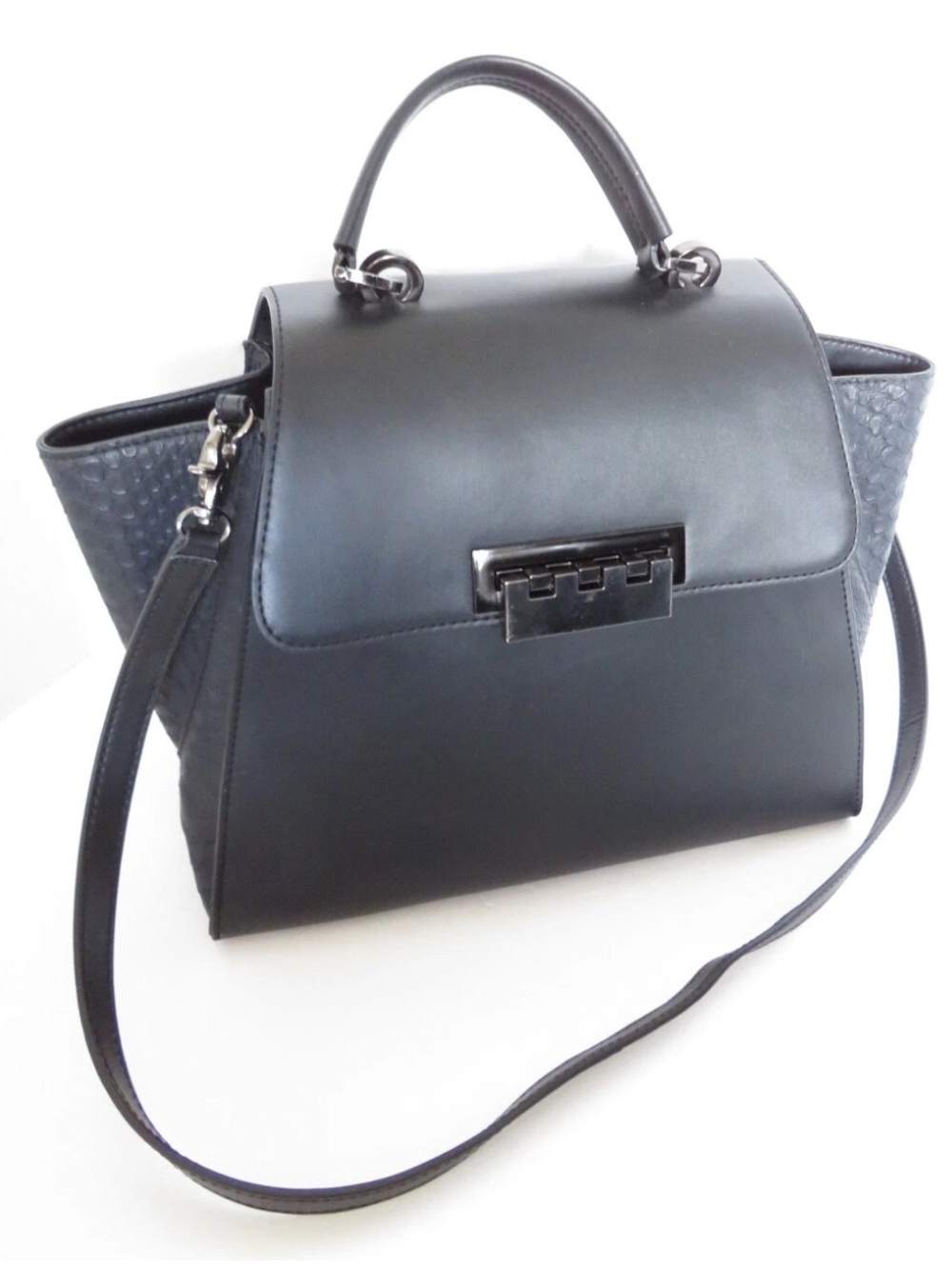 ZAC POSEN EARTHA WRISTLET Black Tote Crossbody Leather Women's Bag